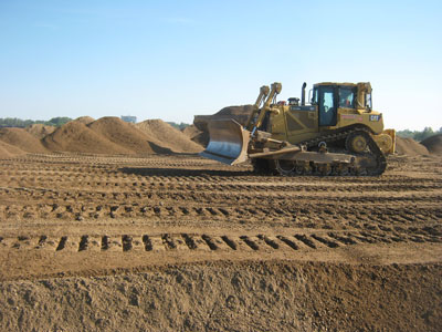Bulldozer moving dirt